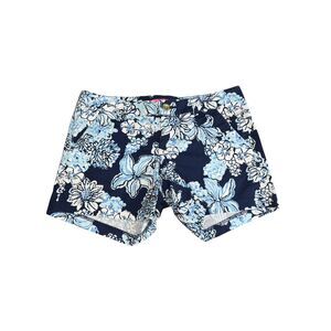 LILLY PULITZER Callahan Shorts 2 Low Tide Navy Bouquet Floral Cotton